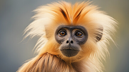 Obraz premium expressive portrait of a Golden Langur, its thoughtful gaze staring directly into the camera lens. Emotive, detail - focused