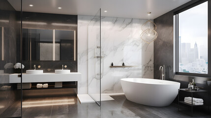 Fototapeta na wymiar bathroom interior bath sink home shower mirror