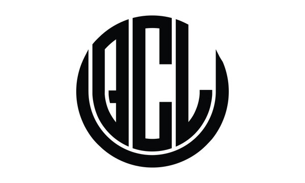 QCL shield in circle logo design vector template. lettermrk, wordmark, monogram symbol on white background.	