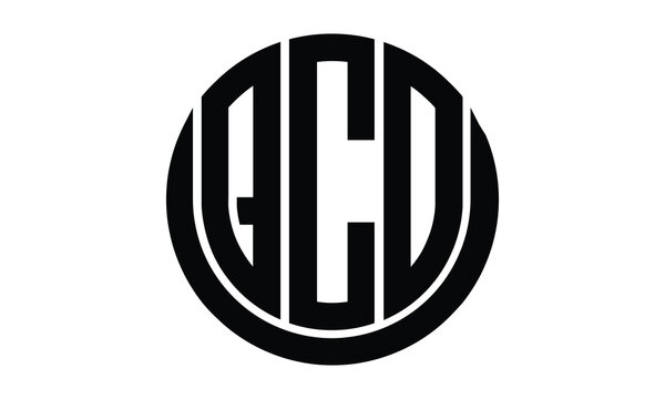 QCO shield in circle logo design vector template. lettermrk, wordmark, monogram symbol on white background.	
