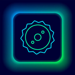 Glowing neon line Circular saw blade icon isolated on black background. Saw wheel. Colorful outline concept. Vector