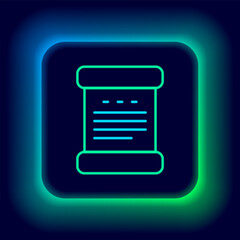 Glowing neon line Declaration of independence icon isolated on black background. Colorful outline concept. Vector