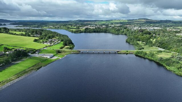 road bridges over blessington lake reservoir in county wicklow, ireland