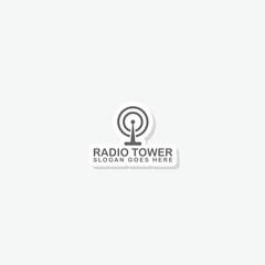 Radio tower logo template sticker icon