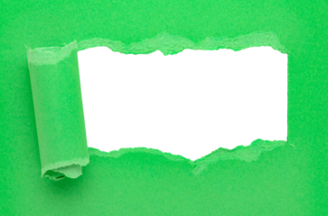 Green torn paper or cardboard message backdrop with rough edges and blank copy space for text, png template on transparent background 
