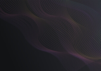 Color Wave Technology Vector Black Background.