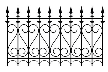 black white fences set with gates flat isolated illustration