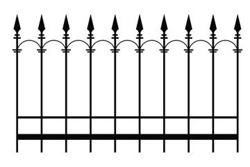 black white fences set with gates flat isolated illustration