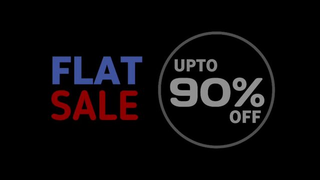 90% Off, Super flat Sale graphic element. Flat Sale banner design animation. Sale shopping social media background