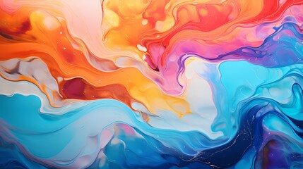 Abstract marbled acrylic paint ink painted waves painting texture colorful background
