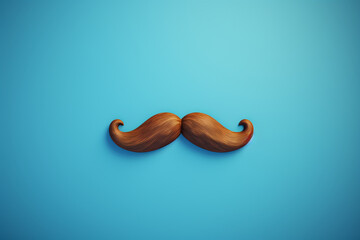 Blue november concept. Mustache isolated on a blue background. High quality photo - obrazy, fototapety, plakaty