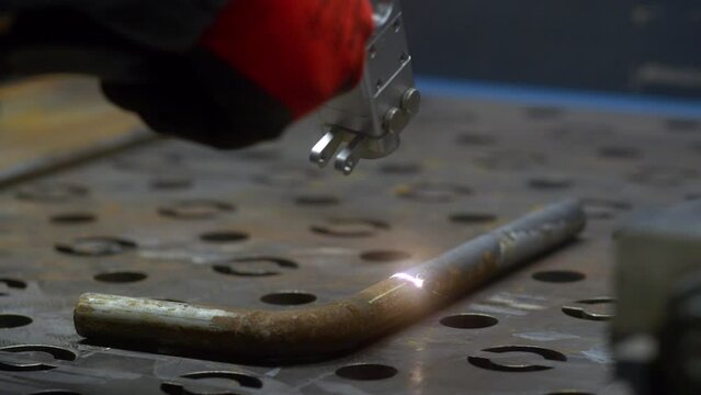 Close Up Rust Removal With Laser Cleaner