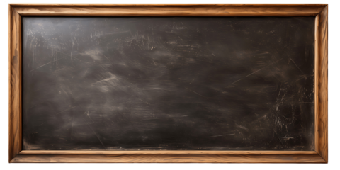 School long black board. Blackboard. Wooden plank. Isolated on a transparent background.