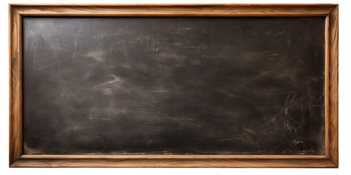 School long black board. Blackboard. Wooden plank. Isolated on a transparent background.