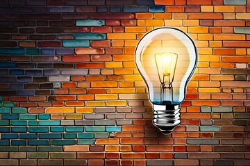 water color splash art image of a light bulb on the brick wall