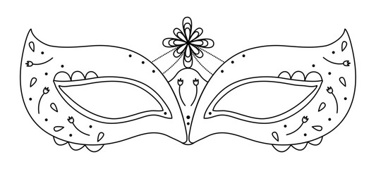 Black line masquerade mask for purim and la mascarada, illustration for carnival
