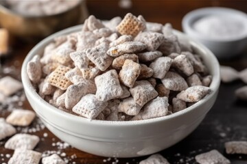 bowl of tasty muddy buddies