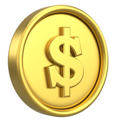 Dollar coin. 3D money. 3D illustration.