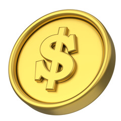 Dollar coin. 3D money. 3D illustration.