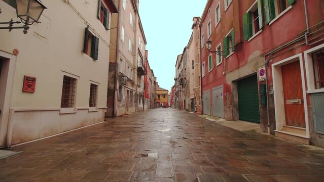 Empty calle of the historic city of Venice lagoon, Chioggia
