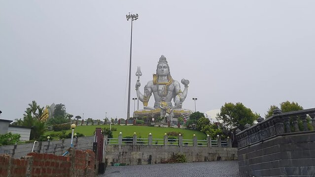 The world's tallest Lord Shiva statue in the drizzling rain at the seaside