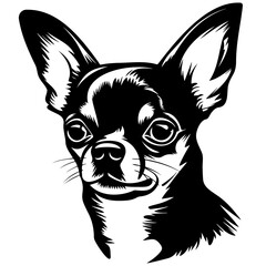 Vector head silhouette of a chihuahua, illustration of a chihuahua dog