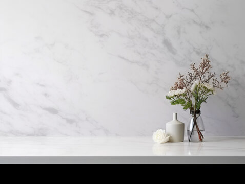 White marble counter table top in bath room background