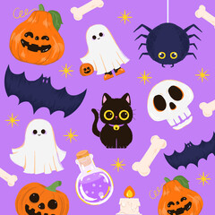 halloween seamless pattern with ghosts