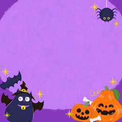 Halloween background with pumpkin and bats