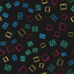 Set line Mobile Apps, Programming language syntax, Laptop and Browser window on seamless pattern. Vector