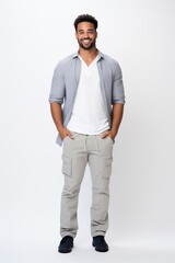 Fototapeta premium Attractive man in casual cloths with a beard, generative ai