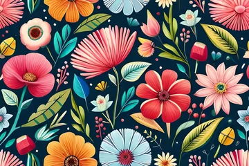 Fotobehang seamless floral pattern © Fahad