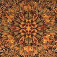 rusty orange yellow hexagonal floral fantasy