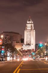 Downtown Los Angeles City Hall at night
