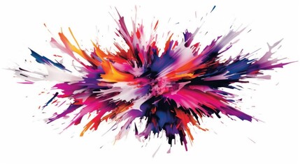 Abstract colorful paint explosion on white.
