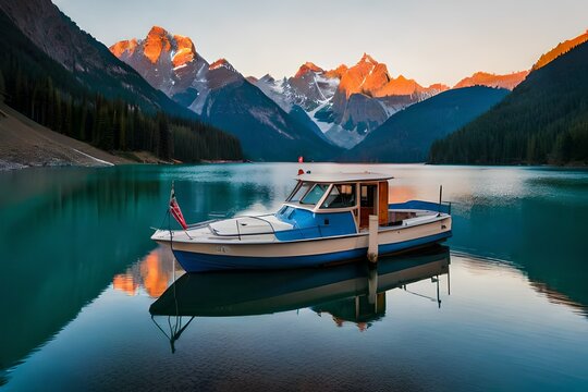  Panaromic View Of The Lake In Mountains