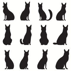 Fototapeta na wymiar Wallaby silhouettes and icons. black flat color simple elegant Wallaby animal vector and illustration.