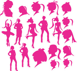 Obraz na płótnie Canvas pink girl silloutte vector