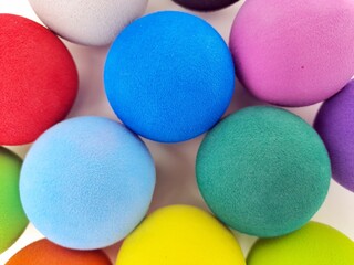 Fototapeta na wymiar Colorful balls levitating in studio set