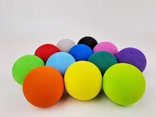 Colorful balls levitating in studio set