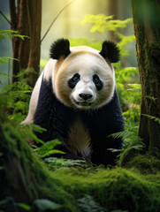 Obraz premium Panda in its Natural Habitat, Wildlife Photography, Generative AI