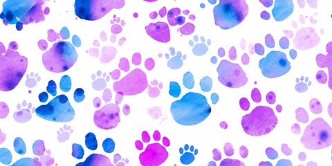 pattern with paw prints isolated on a white background. ai generative.