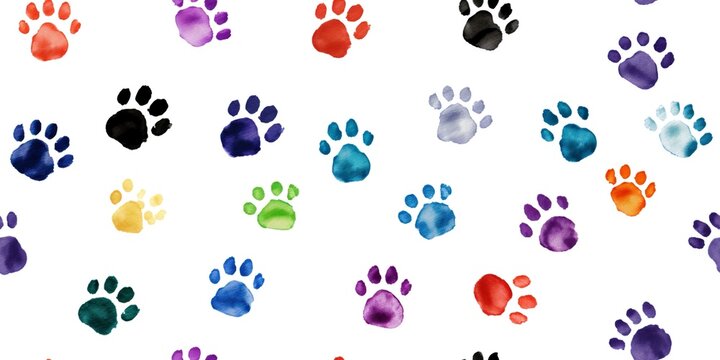 pattern with paw prints isolated on a white background. ai generative.