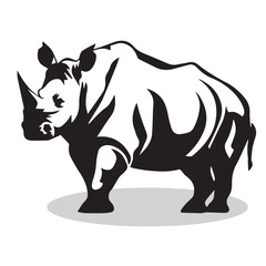 Fototapeta premium White Rhinoceros silhouettes and icons. black flat color simple elegant White Rhinoceros animal vector and illustration.