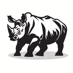 White Rhinoceros silhouettes and icons. black flat color simple elegant White Rhinoceros animal vector and illustration.
