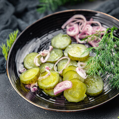 salad cucumber pickled vegetables food healthy meal food snack on the table copy space food background rustic top view 