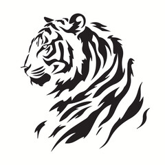 White Tiger silhouettes and icons. black flat color simple elegant White Tiger animal vector and illustration.