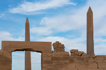 Luxor obelisks at Karnak temple complex ruins architecture, Egypt