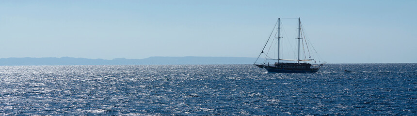 Egypt: vintage tourist yacht sailing on Red sea, Ras Mohammed National Park, South Sinai