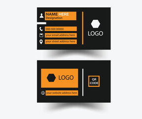 corporate business card design template orange and black use for your business 
